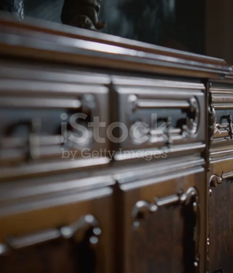 Close-up of the carved wood detailing